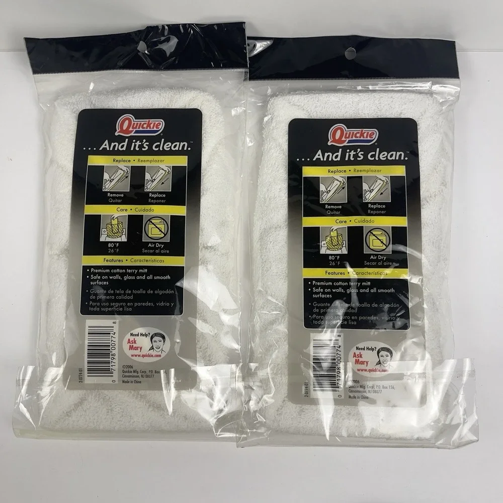 2 PACK Quickie Professional Hardwood Floor Mop Refills Soft Terry Cloth 0774 NEW